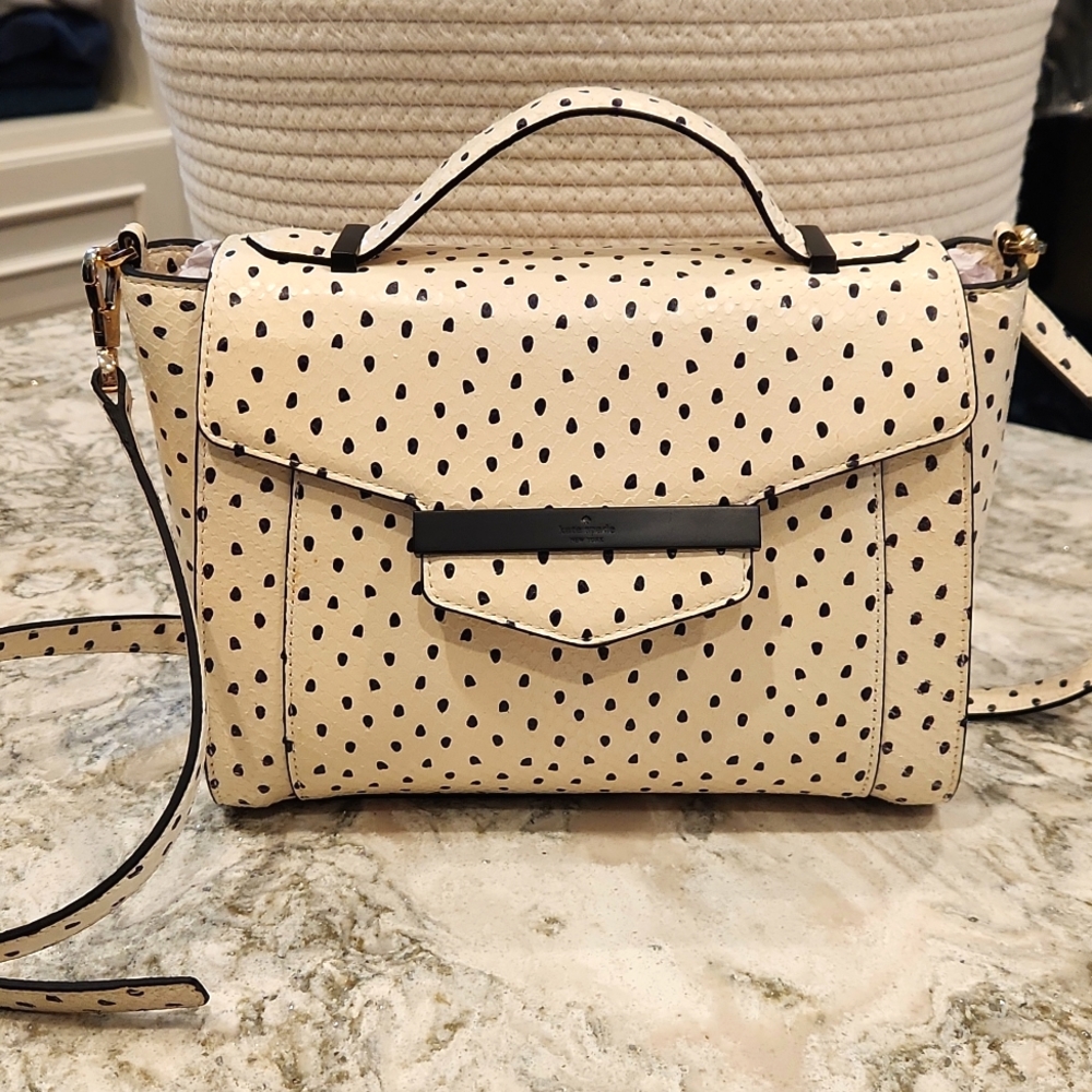 Kate Spade Kennedy Marra Snake Flamingo Dot Embossed Leather Bag Purse